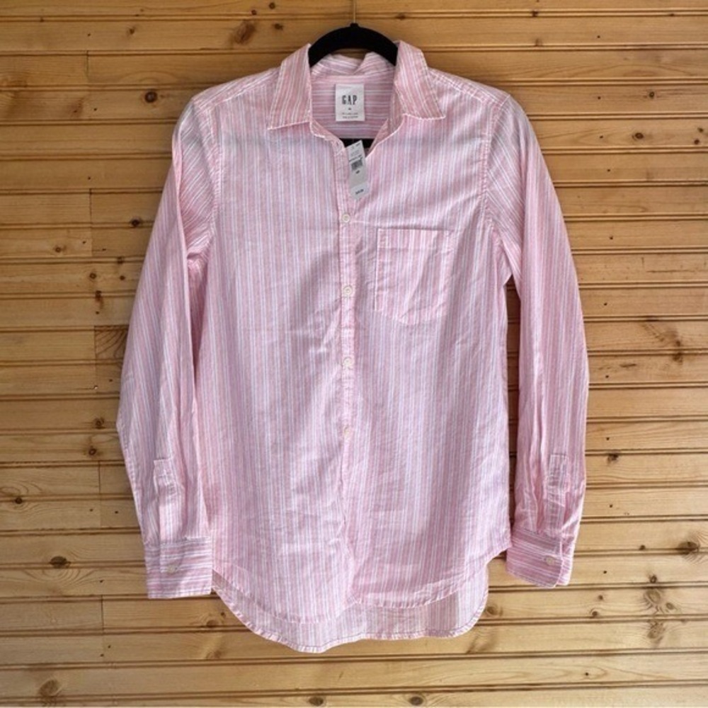 GAP The Classic Shirt Oxford Button Down Pink Striped NWT XS Preppy Timeless